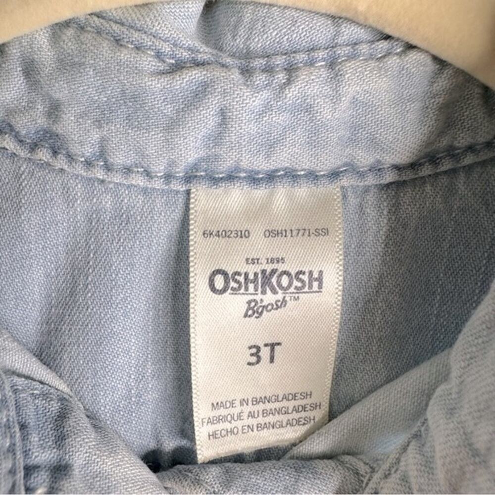Oshkosh Denim & Tulle Mini Dress Sleeveless Cotton Chambray Pink Size 3T - Picture 7 of 9